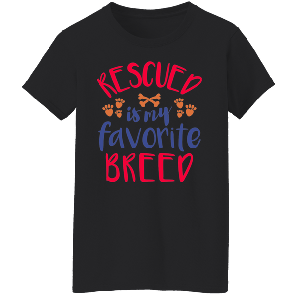 Rescued is My Favorite Breed Paw Prints and Bones Women's T-shirt