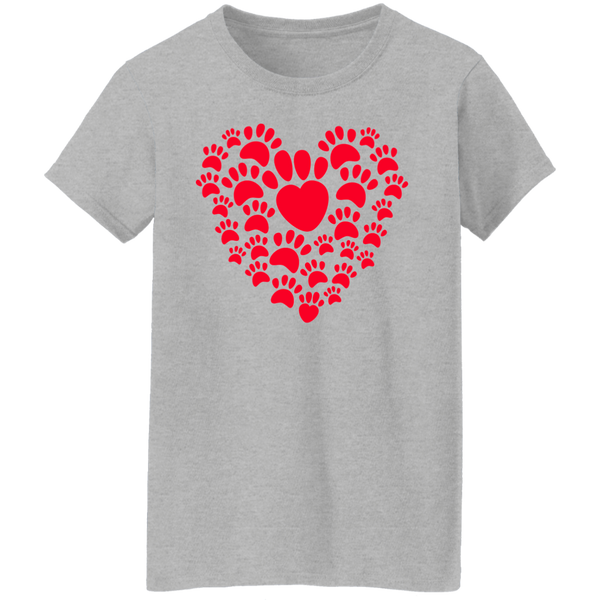 Paw Prints Heart Women's T-shirt