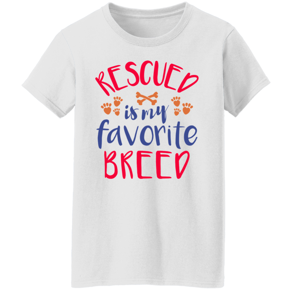Rescued is My Favorite Breed Paw Prints and Bones Women's T-shirt