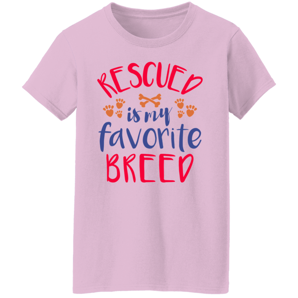 Rescued is My Favorite Breed Paw Prints and Bones Women's T-shirt