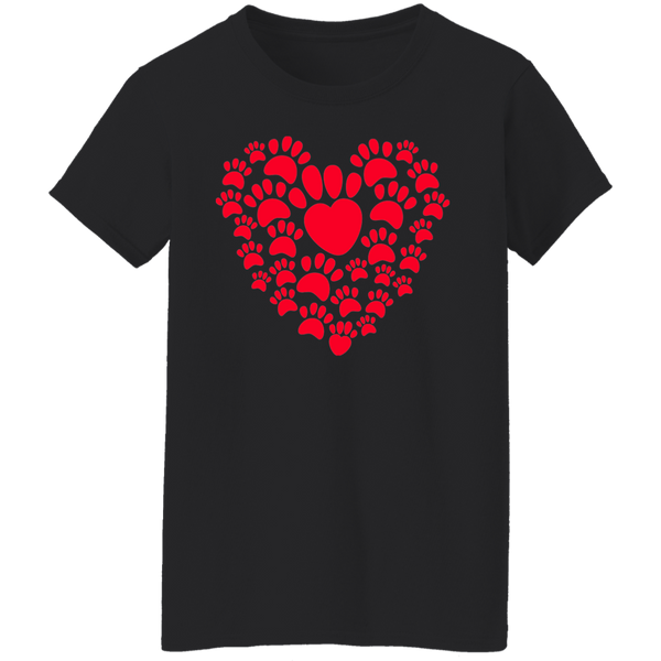 Paw Prints Heart Women's T-shirt