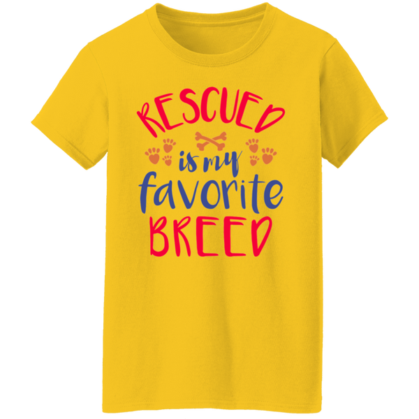 Rescued is My Favorite Breed Paw Prints and Bones Women's T-shirt