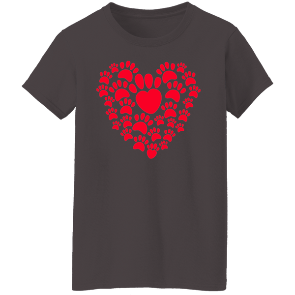 Paw Prints Heart Women's T-shirt