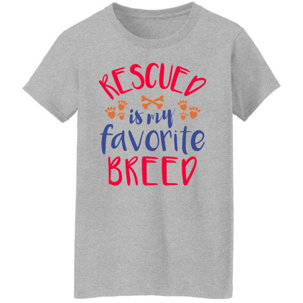 Rescued is My Favorite Breed Paw Prints and Bones Women's T-shirt