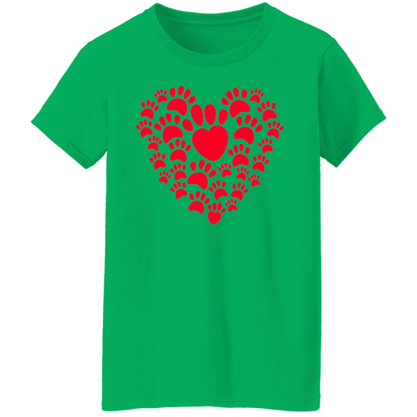 Paw Prints Heart Women's T-shirt