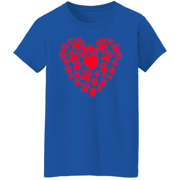 Paw Prints Heart Women's T-shirt