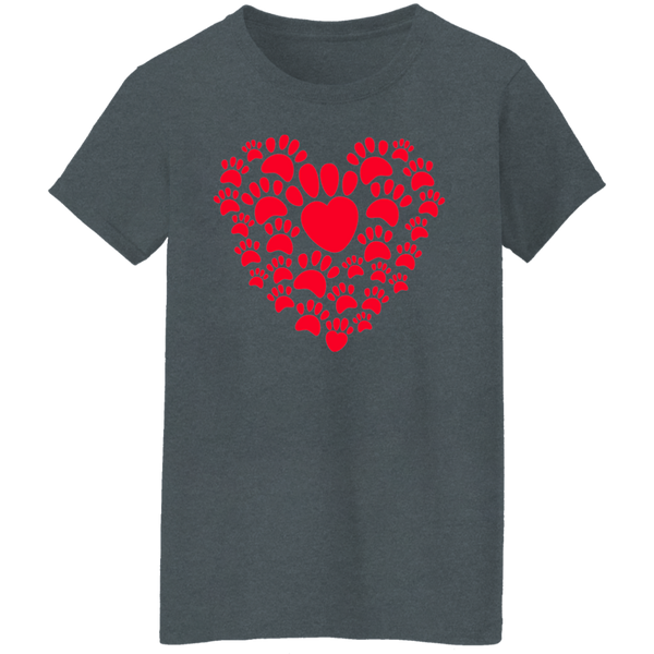 Paw Prints Heart Women's T-shirt