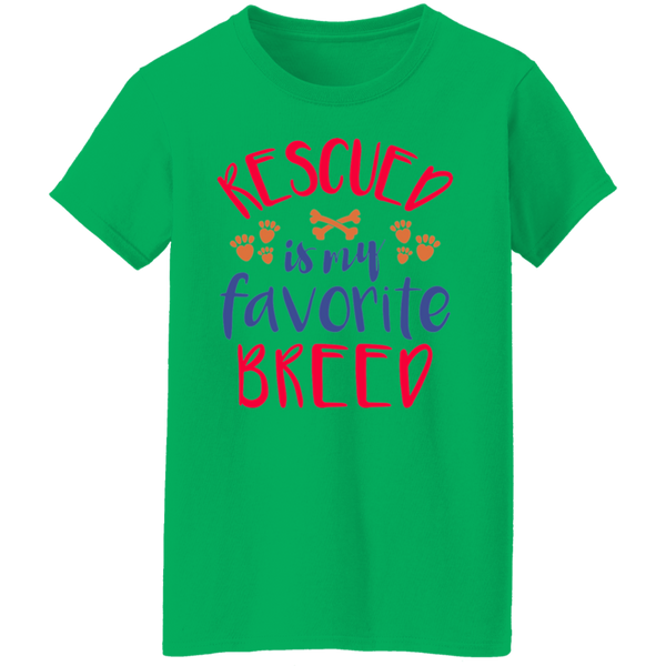 Rescued is My Favorite Breed Paw Prints and Bones Women's T-shirt