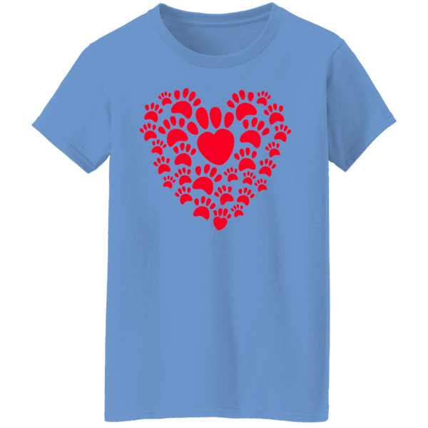 Paw Prints Heart Women's T-shirt