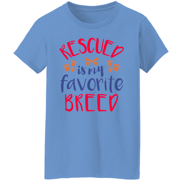 Rescued is My Favorite Breed Paw Prints and Bones Women's T-shirt
