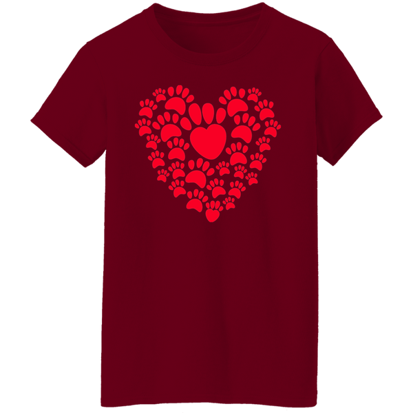 Paw Prints Heart Women's T-shirt