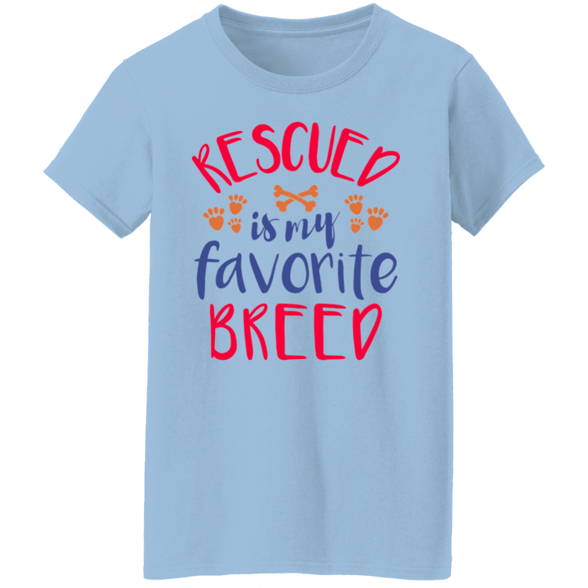 Rescued is My Favorite Breed Paw Prints and Bones Women's T-shirt