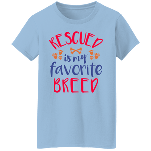 Rescued is My Favorite Breed Paw Prints and Bones Women's T-shirt