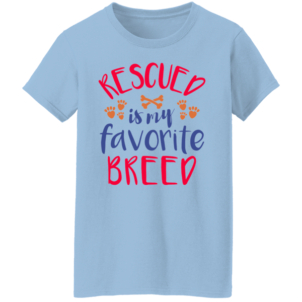 Rescued is My Favorite Breed Paw Prints and Bones Women's T-shirt